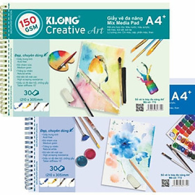  Sổ vẽ KLONG A4+ cao cấp lò xo kép xé 150GSM 30 tờ MS772