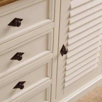 Tủ Chén Cao Shutter Gỗ Sồi Loại Lớn Ibie DSCTLSHUO - Trắng (140 x 42 cm)