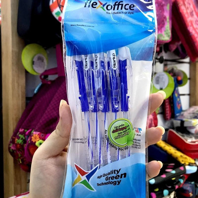 Vỉ 5 Bút Bi 0.5 mm Flexoffice Startup FO-039 - Mực Xanh