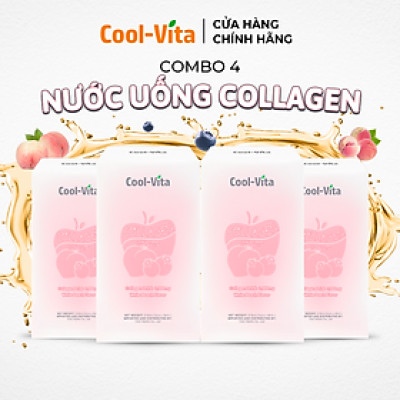 Combo 4 Hộp Nước Uống Collagen Peptide 3000mg Coolvita Hỗ Trợ Trẻ Hóa Sáng Da, Hỗ Trợ Dưỡng Tóc và Móng Kết Hợp Vitamin B3 (45ml× 7 túi)/hộp