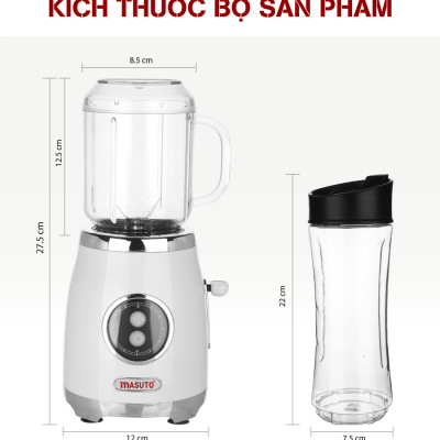 Máy Xay Sinh Tố Blender Đa Năng Masuto BL399B Công Nghệ Nhật Bản Và Bình Thể Thao Masuto 600ml - Hàng Chính Hãng