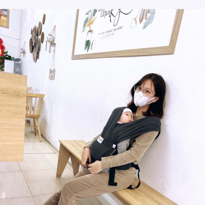 Địu vải BUBI Gen 3 - COTTON 100% - XÁM LÔNG CHUỘT