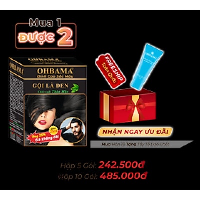Dầu Gội Phủ Bạc OHBAMA Gội Là Đen Thảo Mộc [Hộp 10 gói]