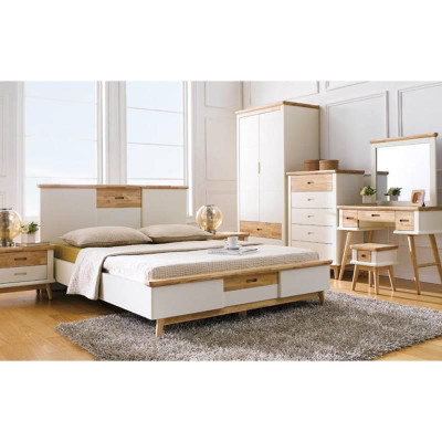 Giường Đôi Vivid Gỗ Tự Nhiên Ibie BBDVIVR - Trắng