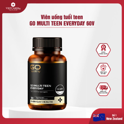 Viên uống dành cho tuổi teen nhập khẩu chính hãng New Zealand GO MULTI TEEN EVERYDAY (60 viên) bổ sung 32 vitamin, khoáng chất và một số dưỡng chất hỗ trợ duy trì và tăng cường sức khỏe cho trẻ ở tuổi tăng trưởng, tuổi dậy thì