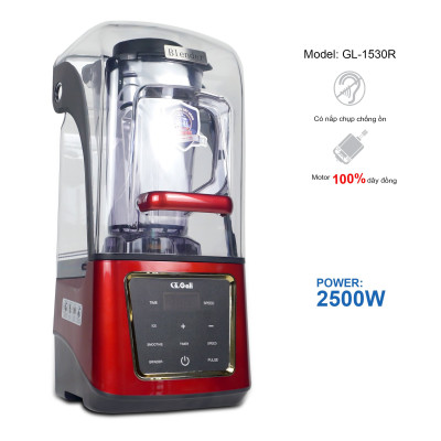 Máy Sinh Tố Công Nghiệp Gali GL-1530R DUng tích 4 Lít. Thiết kế chống ồn. Motor được quấn bằng đồng, Cối bằng nhựa PC siêu bền, Dao bằng thép không gỉ. Hàng chính hãng bảo hành 24 tháng