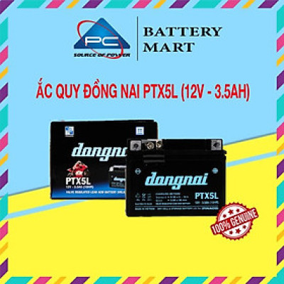 Ắc quy Đồng Nai PTX5L 12V-3.5Ah Wave RS Rsx Rsv S, Nouvo456, Airblade110, Hayate X-Bike SKY Exciter Luvias Cub