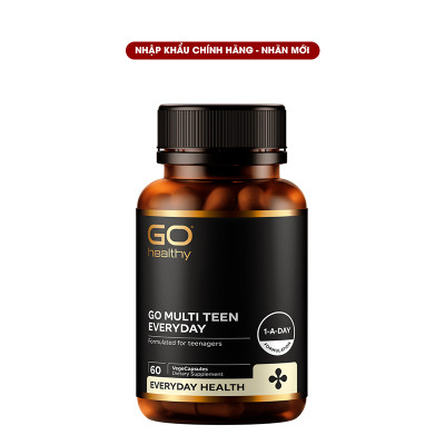 Viên uống dành cho tuổi teen nhập khẩu chính hãng New Zealand GO MULTI TEEN EVERYDAY (60 viên) bổ sung 32 vitamin, khoáng chất và một số dưỡng chất hỗ trợ duy trì và tăng cường sức khỏe cho trẻ ở tuổi tăng trưởng, tuổi dậy thì