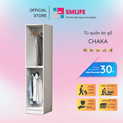 Tủ để quần áo bằng gỗ MDF có lớp vân gỗ xanh cao cấp SMLIFE Chaka