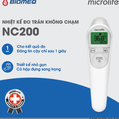 Nhiệt kế hồng ngoại đo trán Microlife bảo hành 2 năm chính hãng NC200 không cần bấm