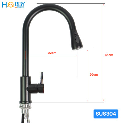 Vòi rửa chén nóng lạnh Inox 304 dây rút 3 chế độ Hobby Home Decor VDR6