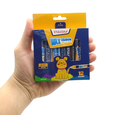 Hộp 12 Bút Sáp Màu Wax Crayon - Stacom CR212W