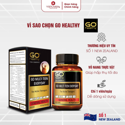Viên uống dành cho tuổi teen nhập khẩu chính hãng New Zealand GO MULTI TEEN EVERYDAY (60 viên) bổ sung 32 vitamin, khoáng chất và một số dưỡng chất hỗ trợ duy trì và tăng cường sức khỏe cho trẻ ở tuổi tăng trưởng, tuổi dậy thì