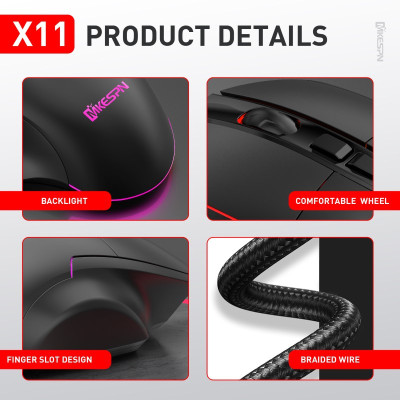 Chuột led gaming macro X11 7200dpi chống mỏi cổ tay cho máy tính hàng nhập khẩu