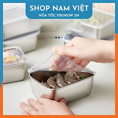 Hộp Inox 304 Trữ Đồ Tủ Lạnh Có Nắp Đậy