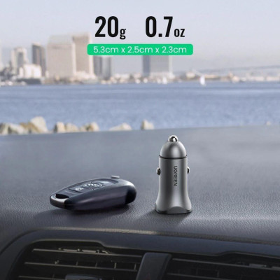 Ugreen UG30780CD130TK 18W màu đen Bộ sạc ô tô 2 cổng USB 2.4A + TypeC - HÀNG CHÍNH HÃNG