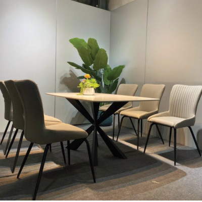 Bàn ăn cao cấp Tundo mặt đá chân sắt 