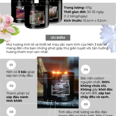 Nến ly 3 bấc sáp đậu nành For Men Goose Creek (411g) - Oud