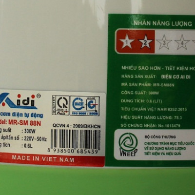 Nồi cơm điện mini cặp lồng Aidi MR-SM 88N (0,6 lít) -Màu Ngẫu Nhiên - Hàng Chính Hãng