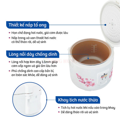 Nồi cơm điện nắp gài Bluestone 1.8 lít RCB-5525 - Hàng chính hãng