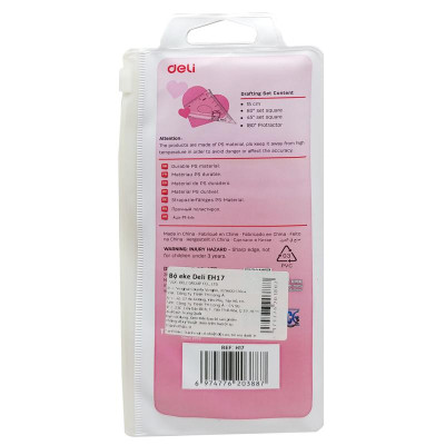 Thước Bộ Eke One Piece - Deli EH17 - Màu Hồng