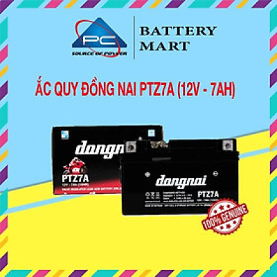 Ắc Quy Đồng Nai PTZ7A 12V-7Ah cho xe máy Atila, Piagio, Spacy ,Vespa, Zip, Môtô