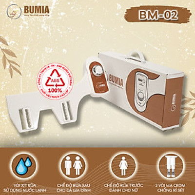 Vòi xịt vệ sinh thông minh Bumia bidet bm02, bảo hành 36 tháng, lắp đặt vào các loại bồn cầu có sẵn tại nhà, xịt rửa vs