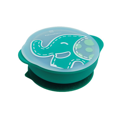 Bát tập ăn silicon có nắp và đế hút chân không chống đổ cho bé Marcus & Marcus, từ 12 tháng - Ollie