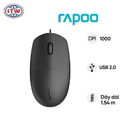 Chuột có dây Rapoo N100 - Đen - Hàng Chính Hãng