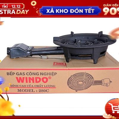 Bếp gas công nghiệp lửa lớn Windo -280  (đầu đốt gang đúc nguyên khối, 3 vòng lửa) -  Hàng Chính Hãng