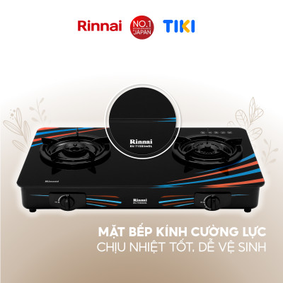 Bếp gas dương Rinnai RV-715Slim(GL-SC) mặt bếp kính và kiềng bếp men - Hàng chính hãng.