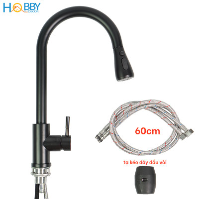 Vòi rửa chén nóng lạnh Inox 304 dây rút 3 chế độ Hobby Home Decor VDR6