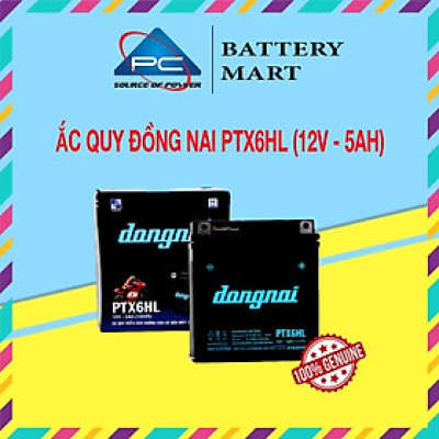 Ắc Quy Đồng Nai PTX6HL 12V-5Ah cho xe máy Dream, Wave, Future, Sirius, Jupiter, Taurus, Mio