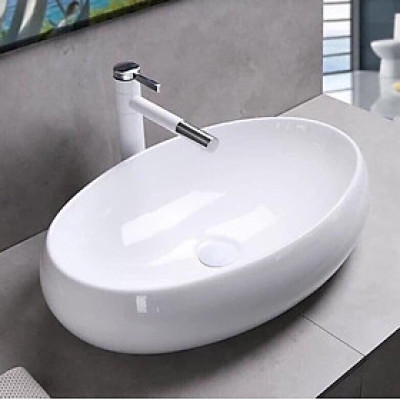CHẬU RỬA MẶT, LAVABO ELIP NHẬP KHẨU CAO CẤP CHÍNH HÃNG GROVES GRVC 065 (men đẹp sáng 100 năm) (CHẬU)