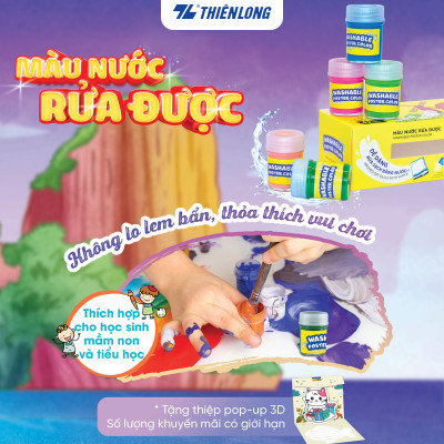 Màu nước rửa được - Washable Poster Color Thiên Long Colokit - Rửa sạch bằng nước dễ dàng