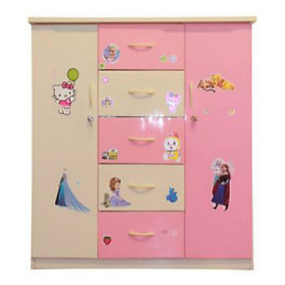 Tủ nhựa Đài Loan 2 cánh 5 ngăn T318 phối màu Hồng trắng