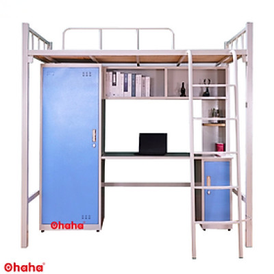 GIƯỜNG TẦNG THÔNG MINH KHUNG SẮT CÓ BÀN HỌC VÀ TỦ QUẦN ÁO OHAHA - GTS003