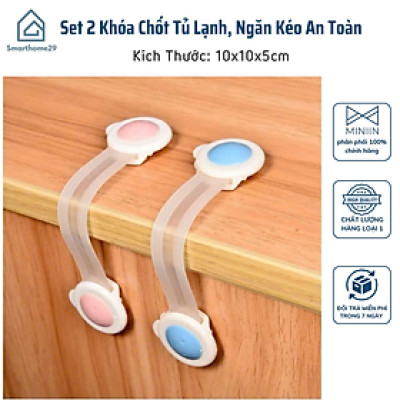 Khóa Chốt Tủ Lạnh Ngăn Kéo An Toàn Cho Bé - Set 2 Cái, Chống Trẻ Mở - HÀNG CHÍNH HÃNG MINIIN