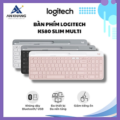 Bàn phím Logitech K580 Slim Multi device - Bluetooth, USB Unifying, Kết nối đa thiết bị - Hàng Chính Hãng - Bảo Hành 12 Tháng [Lỗi 1 đổi 1]