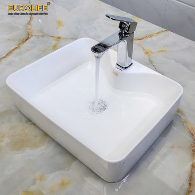 Vòi Lavabo nóng lạnh Đồng mạ Chrome Eurolife EL-8002 (Trắng bạc)