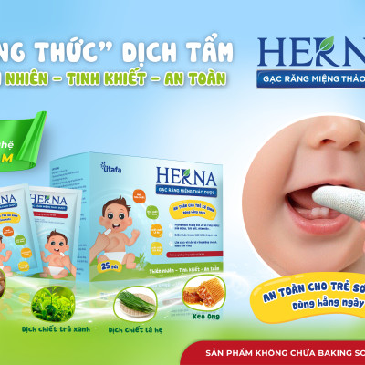 Gạc răng miệng thảo dược Herna (25 gói) - An toàn cho trẻ sơ sinh dùng hằng ngày phòng ngừa vấn đề răng miệng cho bé