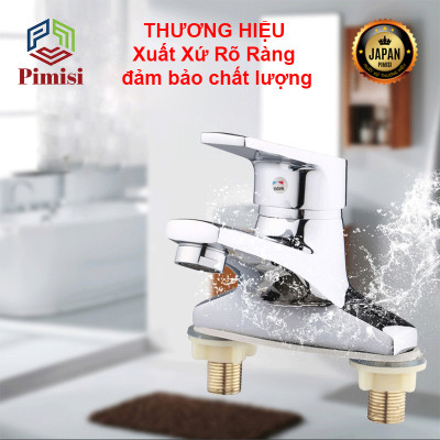 Vòi Nước Nóng Lạnh Pimisi PV-100C Của Chậu 3 (2 Chân) Treo Tường, Dùng Trong Nhà Tắm Cho Lavabo Nhỏ | Chính Hãng