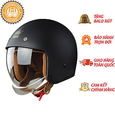 Nón bảo hiểm 3/4 ROYAL M139 có kính âm màu ĐEN NHÁM