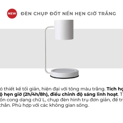 Đèn Chụp Đốt Nến Hẹn Giờ 4Home - Màu Trắng