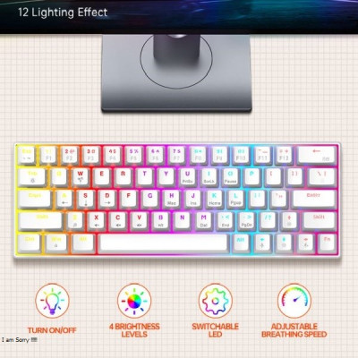 Bàn Phím Cơ T-WOLF T60 Blue Switch (Đen/trắng/xám trắng) - Hàng Chính Hãng