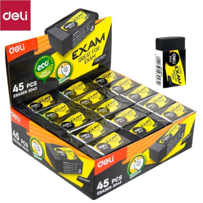 Tẩy 2B Deli, 40×22×12mm, Đen - 45 Viên/hộp - E3043 