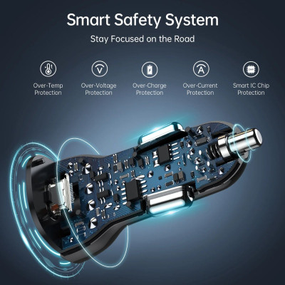 Tẩu sạc Choetech TC0005 nhanh trên ô tô 38W 2 cổng USB A+ Type C  (hàng chính hãng)