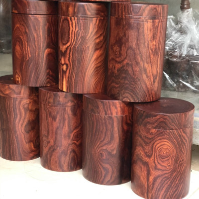 Hộp đựng trà chè bằng gỗ trắc đỏ đen kt cao 20×12cm