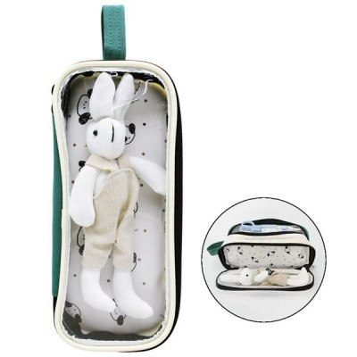 Bóp Viết Trong Suốt Kèm Thỏ Con - Shunde 9109 - Màu Xanh Lá