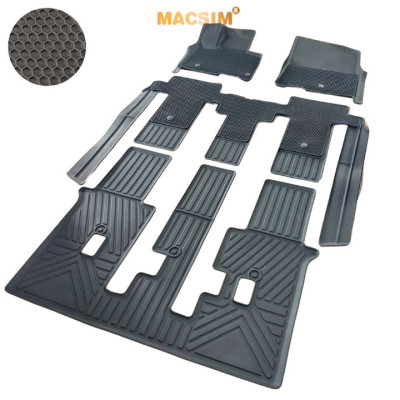 Thảm ô tô sd3 2 lớp dạng lưới lục giác KIA Carnival 2022+ 8 chỗ- (đen) - bề mặt cao su siêu sạch -nhãn hiệu Macsim